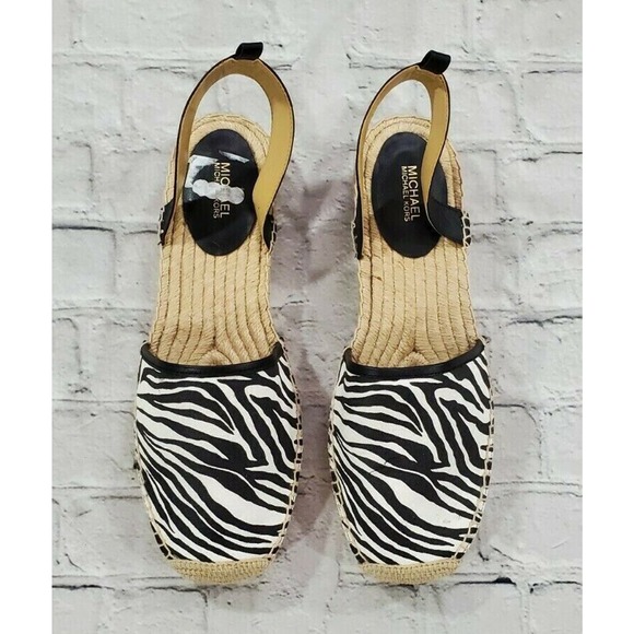 Michael Kors Lenny Ankle Strap Espadrille Flats Zebra WOMENS SIZE 9.5 - Picture 2 of 7